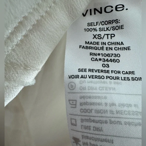 VINCE Raw-Edge Silk Short-Sleeve Tee blouse - Picture 4 of 5